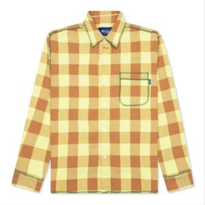Last 1❣️ Awake NY contrast stitch flannel Yellow /  brown